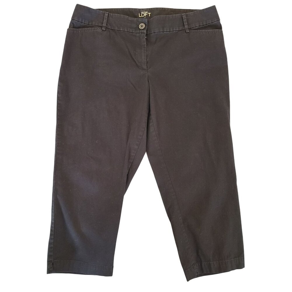 Ann Taylor LOFT Womens Curvy Crop Pants Size 14 Black Cotton Blend